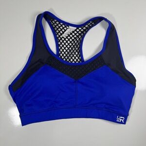 Kenneth Cole‎ Activewear Sports Bra Racerback Mesh Athletic Top Blue Large
